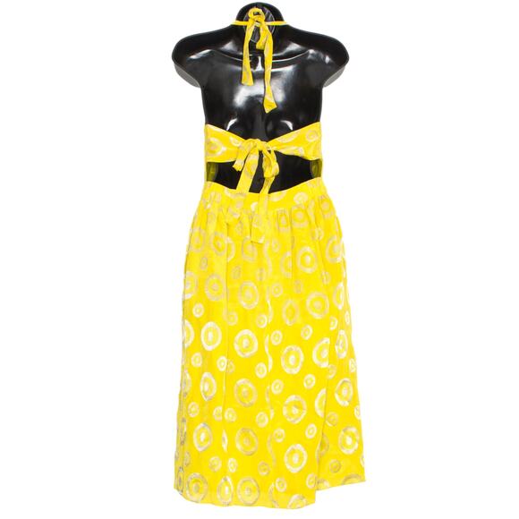 Lauren Moffatt Dress Silk Halter Retro Boho Girly Summer Cottage Yellow Size 4 - Picture 5 of 5